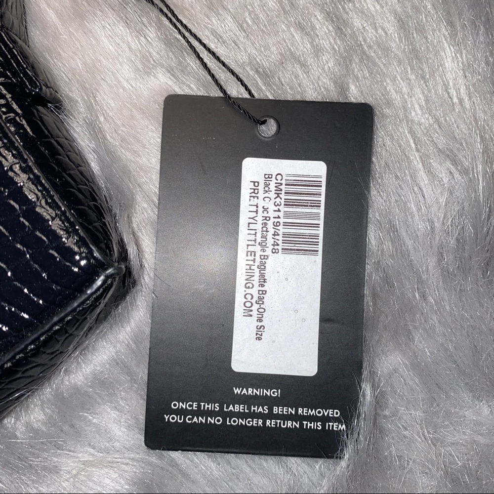 Black Croc Rectangle Baguette Bag - Picture 5 of 5